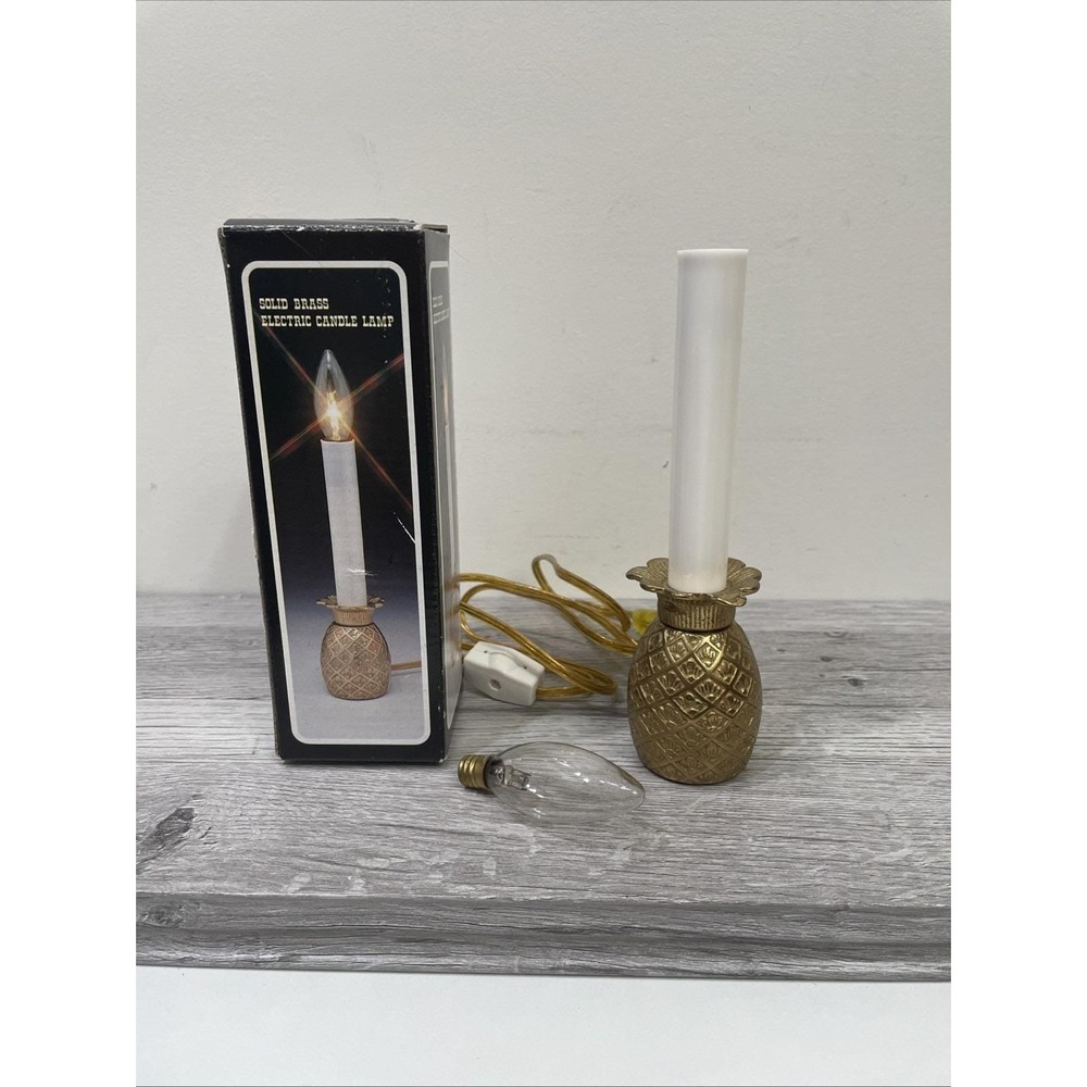Williamsburg Solid‎ Brass Pineapple Electric Window Light & Bulb Tested NOS VTG